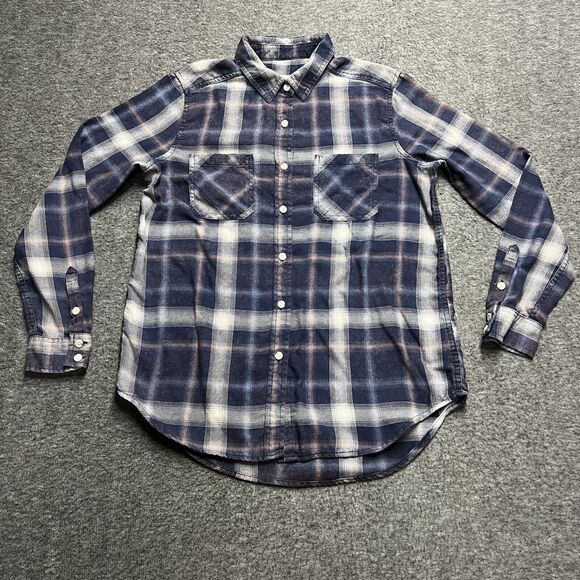 Mossimo Supply Co. Tops - Mossimo Supply Co. Boyfriend Fit Fannel Shirt Women's Small Navy Plaid
